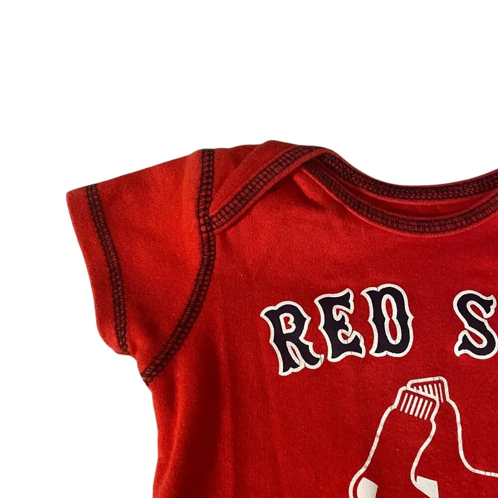 Team Athletics Red Sox Short Sleeve Onesie Sz 6-9 Months